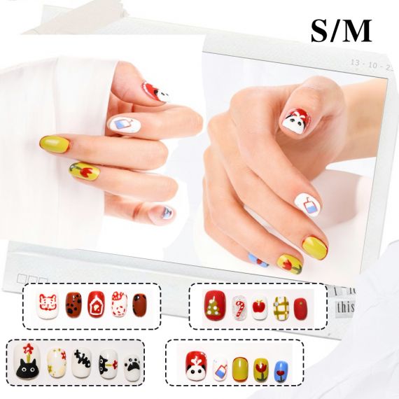 ネイルチップ 4個セット 秋冬 ネイルチップ 人気 和風 かわいい シンプル 人気 女性おしゃれな 上級 成人式 入学式 卒業式 結婚式 パーティー 日常生活 花嫁ネイル 光沢 つけ爪