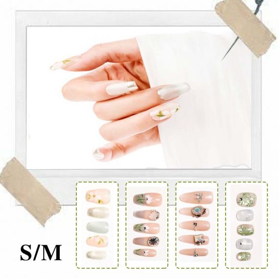 ネイルチップ 4個セット 秋冬 ネイルチップ 人気 和風 かわいい シンプル 人気 女性おしゃれな 上級 成人式 入学式 卒業式 結婚式 パーティー 日常生活 花嫁ネイル 光沢 つけ爪