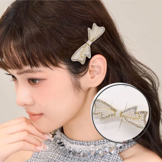 ヘアクリップ バレッタ クリスタル ヘアピン 髪飾り ヘアアクセサリー 可愛い おしゃれ 上品 プレゼント パーティー 披露宴 母の日 入学式 卒業祝い