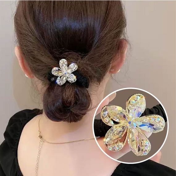 ヘアーゴム 髪飾り ヘアアクセサリー まとめ髪 かわいい ポニーテール キラキラ 立体 花ヘアゴム かわいい シンプル レディース おしゃれ 女性 ギフト 大人