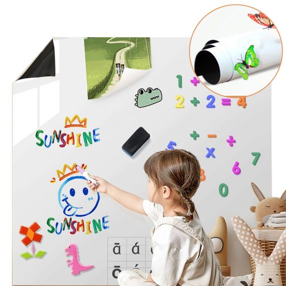 ホワイトボード シート マグネットシート シール お絵かき 弱粘着式 貼って剥がせる マグネット 磁石 カット自由 安全テスト済み 落書きボード 掲示板 オフィス 会議室 学校 壁 壁紙 子供 知育 入園 入学 プレゼント