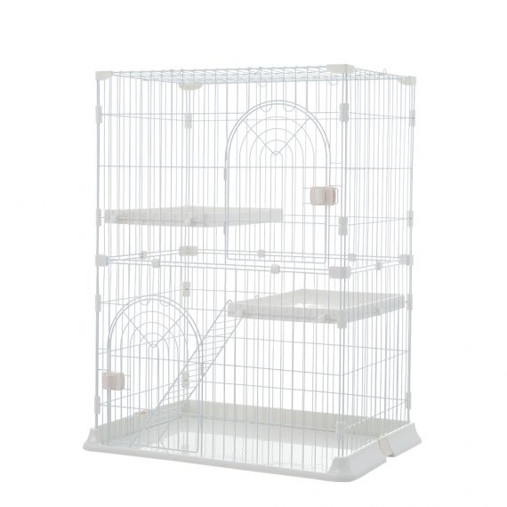 おしゃれ 猫 ケージ キャットケージ 2段 猫ゲージ おしゃれ キャットハウス ネコ ハウス 多段 留守番 保護 脱走防止 多頭飼いペットケージ【ホワイト】【M】