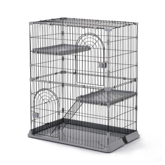 おしゃれ 猫 ケージ キャットケージ 2段 猫ゲージ おしゃれ キャットハウス ネコ ハウス 多段 留守番 保護 脱走防止 多頭飼いペットケージ【グレー】