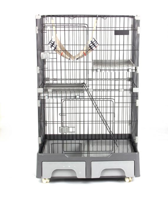 猫 ケージ キャットケージ 2段 猫トイレ付 キャスター付 ハンモック付 猫ゲージ おしゃれ キャットハ ウス ネコ ハウス 多段 留守番 保護 脱走防止 多頭飼い 多頭 スチール ペットケージ 新作 