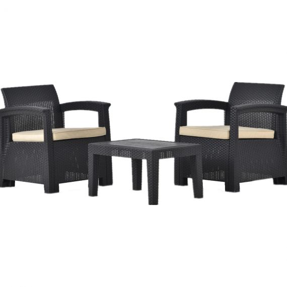 ラタン調 ガーデンファニチャー 3点 ガーデンテーブル ガーデンチェアー ラタン調 テーブル 家具 樹脂 ホテル カフェ ベランダ テラス 屋外家具 高級 ソファ ガーデンソファー ガーデニング 新作自信作【ベージュ】